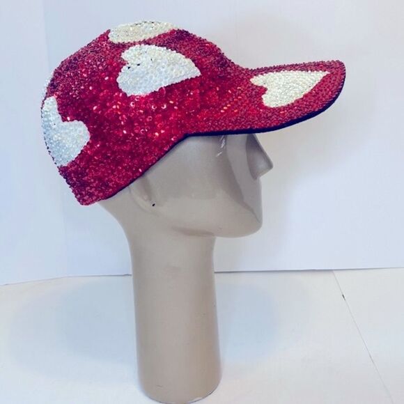 VINTAGE…Red/White sequins hat OS (one size) - Picture 1 of 3